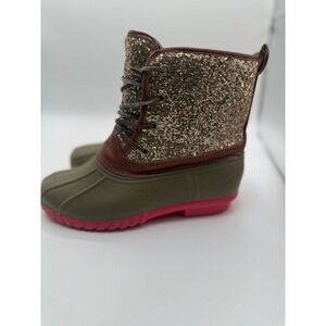 Duck Boots Gold Glitter Olive Green Pink Waterproof Rain Snow Winter Boots
